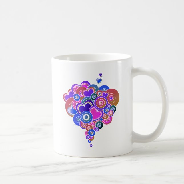 Taza De Café Corazones púrpura de PopArt (Derecha)