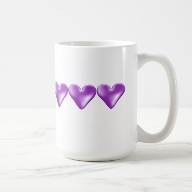 Taza De Café Corazones Púrpura flotantes (Derecha)