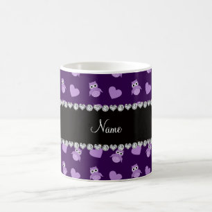 Taza De Café Corazones púrpuras conocidos personalizados del