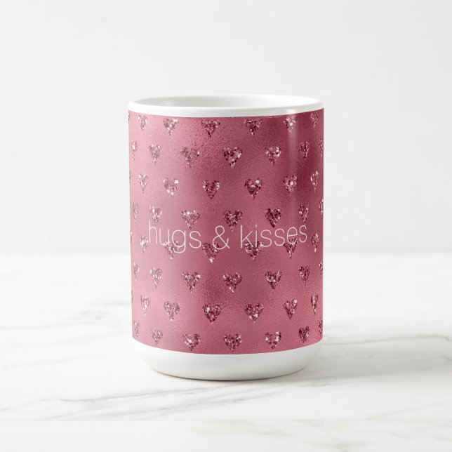 Taza De Café Corazones Purpurinas Glitzy Rojo (Centro)
