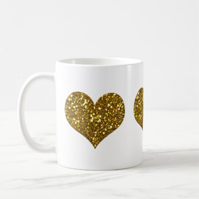 Taza De Café Corazones Purpurinas Gold (Izquierda)
