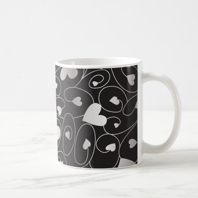 Taza De Café Corazones rizados de plata (Derecha)