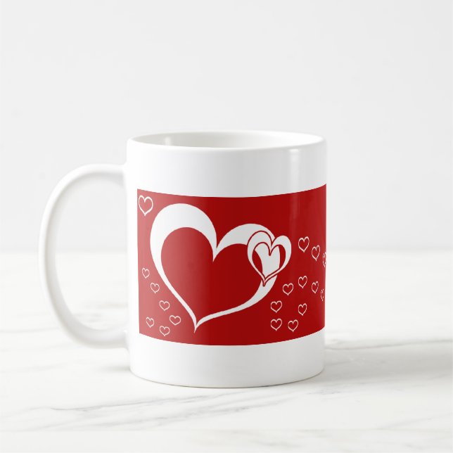 Taza De Café Corazones rojas rojas y dulces encantadores (Izquierda)