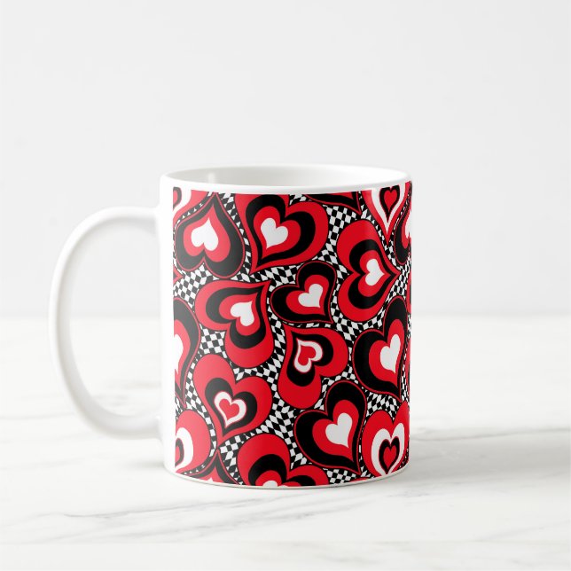 Taza De Café Corazones, rojo, negro, blanco (Izquierda)