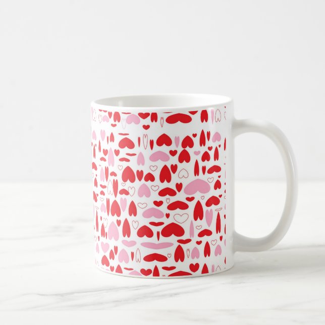 Taza De Café Corazones Rojo Y Rosa (Derecha)