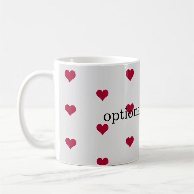 Taza De Café corazones rojos agregan tu texto (Izquierda)