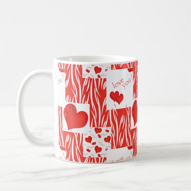 Taza De Café Corazones rojos, amor. (Izquierda)