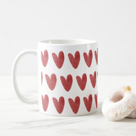Taza De Café Corazones Rojos Audaces y Lindos en Impresión Tota