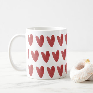 Taza De Café Corazones Rojos Audaces y Lindos en Impresión Tota