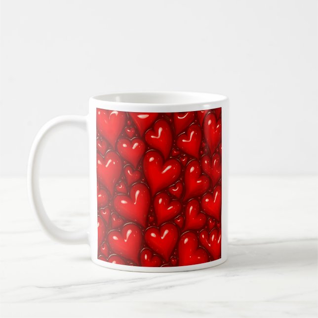 Taza De Café Corazones rojos brillante (Izquierda)
