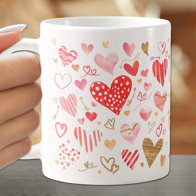 Taza De Café Corazones rojos de oro rosado (Subido por el creador)