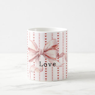 Taza De Café Corazones rojos rubor lazo rosa