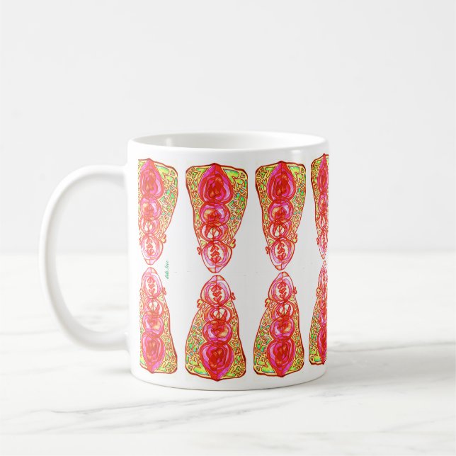 Taza De Café Corazones rosa y verde (Izquierda)
