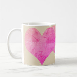 Taza De Café Corazones rosados brillantes lindo Añadir Iniciale