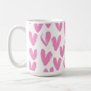 Taza De Café Corazones rosados caprichosos lindos sobre fondo b