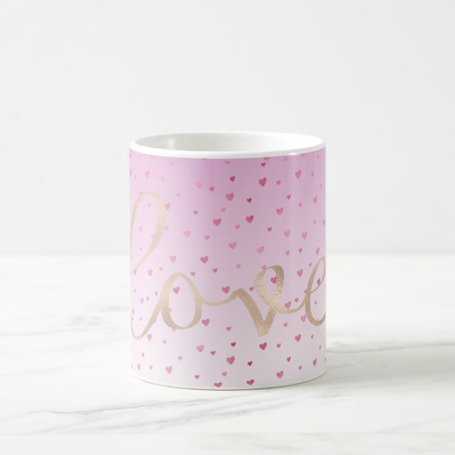 Taza De Café Corazones rosados Ombre Oro Amor (Centro)