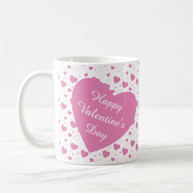 Taza De Café Corazones rosados patrón romántico (Izquierda)
