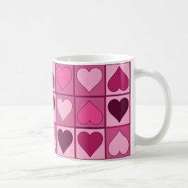 Taza De Café Corazones rosados románticos arriba y abajo