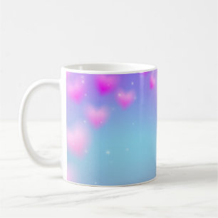 Taza De Café Corazones rosados soñadores y destellos Fondo past