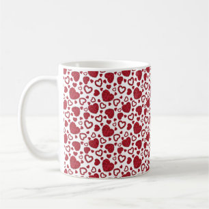 Taza De Café Corazones Rosas Rojas Patrón Minimalista San Valen