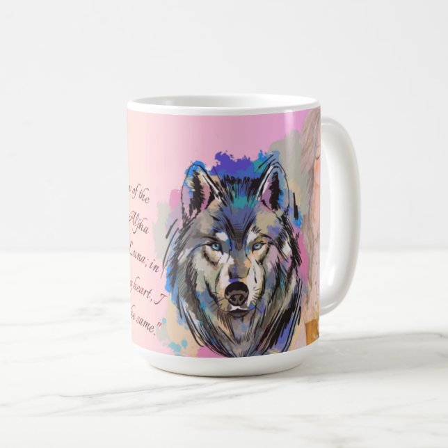 Taza De Café Corazones salvajes | Diseño Alpha y Luna Wolf (Anverso derecho)