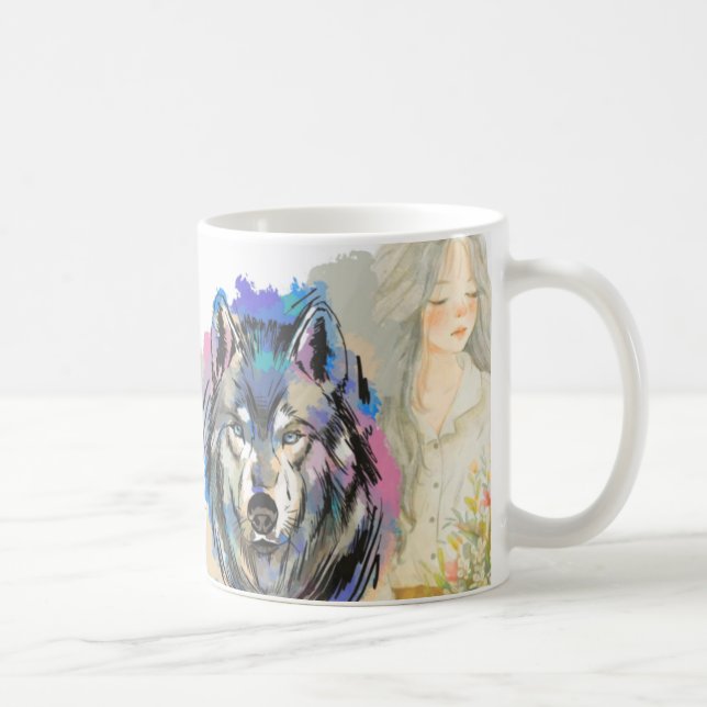 Taza De Café Corazones salvajes | Diseño Alpha y Luna Wolf (Derecha)