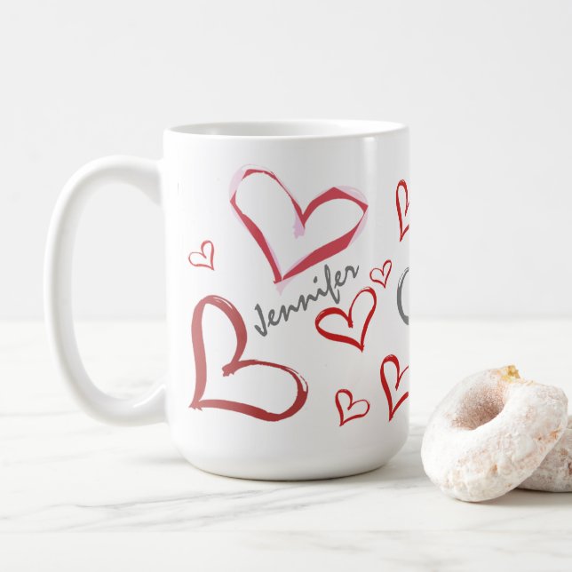 Taza De Café Corazones tambaleantes (Con donut)