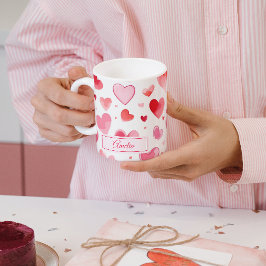 Taza De Café Corazones vibrantes | Nombre personalizado | EL DÍ