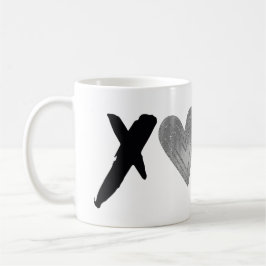 Taza De Café Corazones XOXO negro plateado