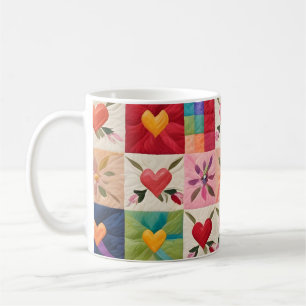 Taza De Café Corazones y colchas floridas
