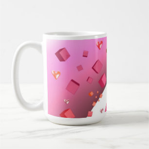 Taza De Café Corazones y Cubos Flotantes