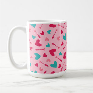 TAZA DE CAFÉ CORAZONES Y CUPIDOS DÍA DE SAN VALENTÍN DE COLOR R
