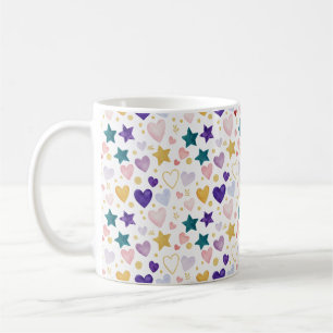 Taza De Café Corazones y Estrellas Celestiales