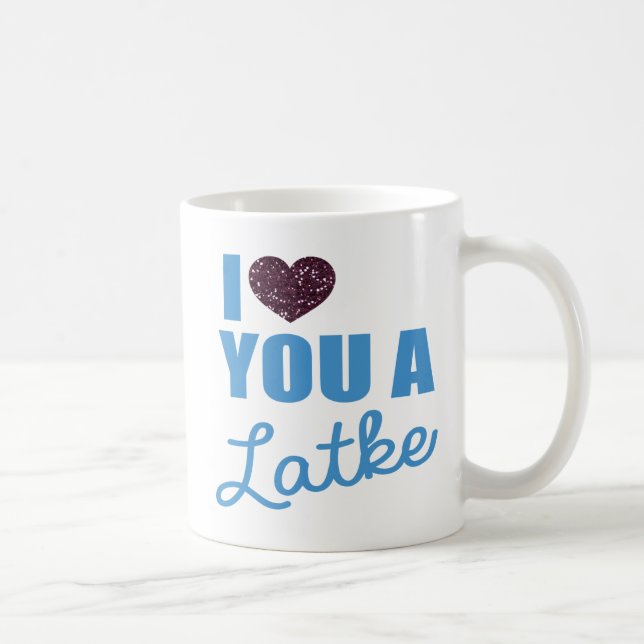 Taza De Café Corazones y Latkes purpurinas (Derecha)