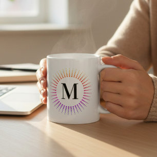 Taza De Café Corbata Tie Dye Arcoíris Monograma
