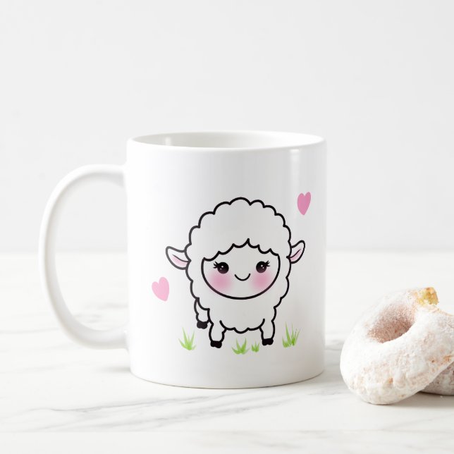 Taza De Café Cordero animal de granja (Con donut)