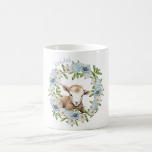 Taza De Café Cordero de Pascua Personalizado Acuarela