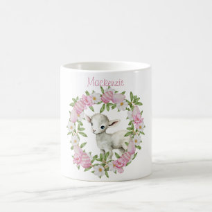 Taza De Café Cordero de Pascua Personalizado Acuarela