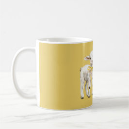 Taza De Café Cordero Sweetheart de lazo amarillo