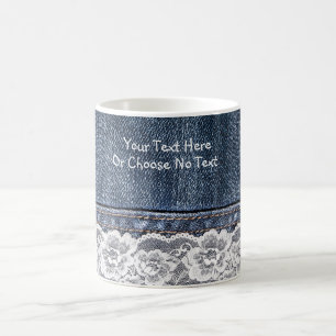 Taza De Café Cordón retro del dril de algodón de los tejanos