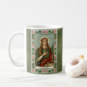 Taza De Café Cordón rosado de la palma de los rosas del St.
