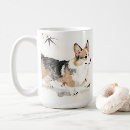 Taza De Café Corgi Acuarela – Arte de Perro con Tinta Japonesa 