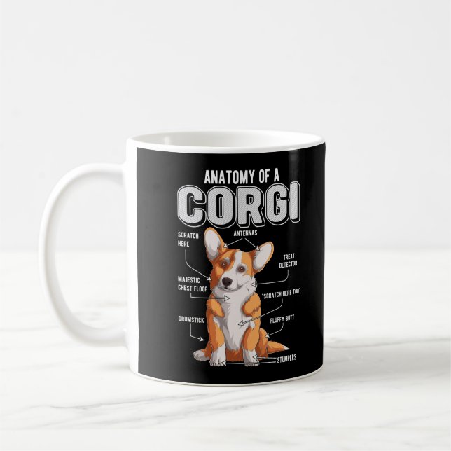 Taza De Café Corgi Anatomy Funny Dog (Izquierda)