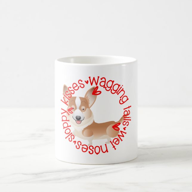 Taza De Café Corgi, besos descuidados (Centro)