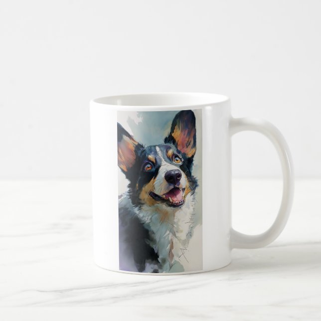 Taza De Café Corgi cardigan acuarela (Derecha)