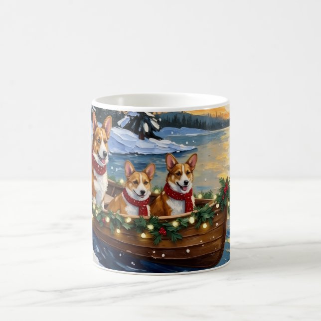 Taza De Café Corgi Christmas Boat Holiday (Centro)
