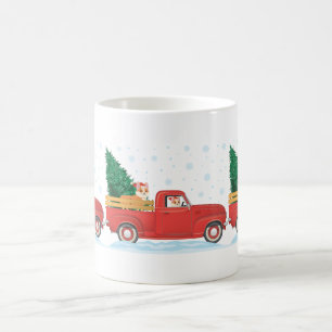 Taza De Café Corgi Christmas Tree Truck Vintage Christmas Truck