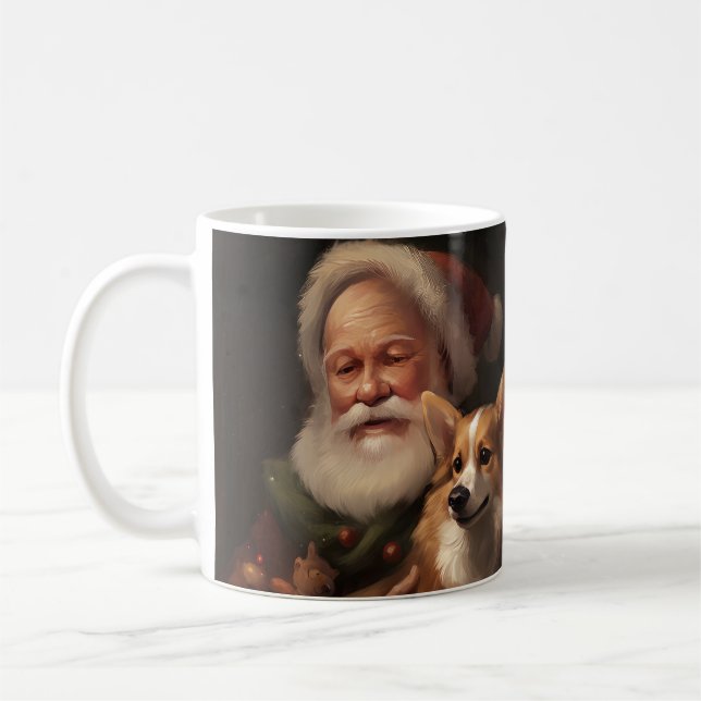 Taza De Café Corgi Con Navidades festivos de Santa Claus (Izquierda)