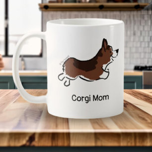 Taza De Café Corgi Dibujado Personalizado Simple Blanco