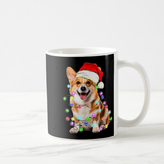 Taza De Café Corgi Dog Christmas Lights Pajama Funny  (Derecha)